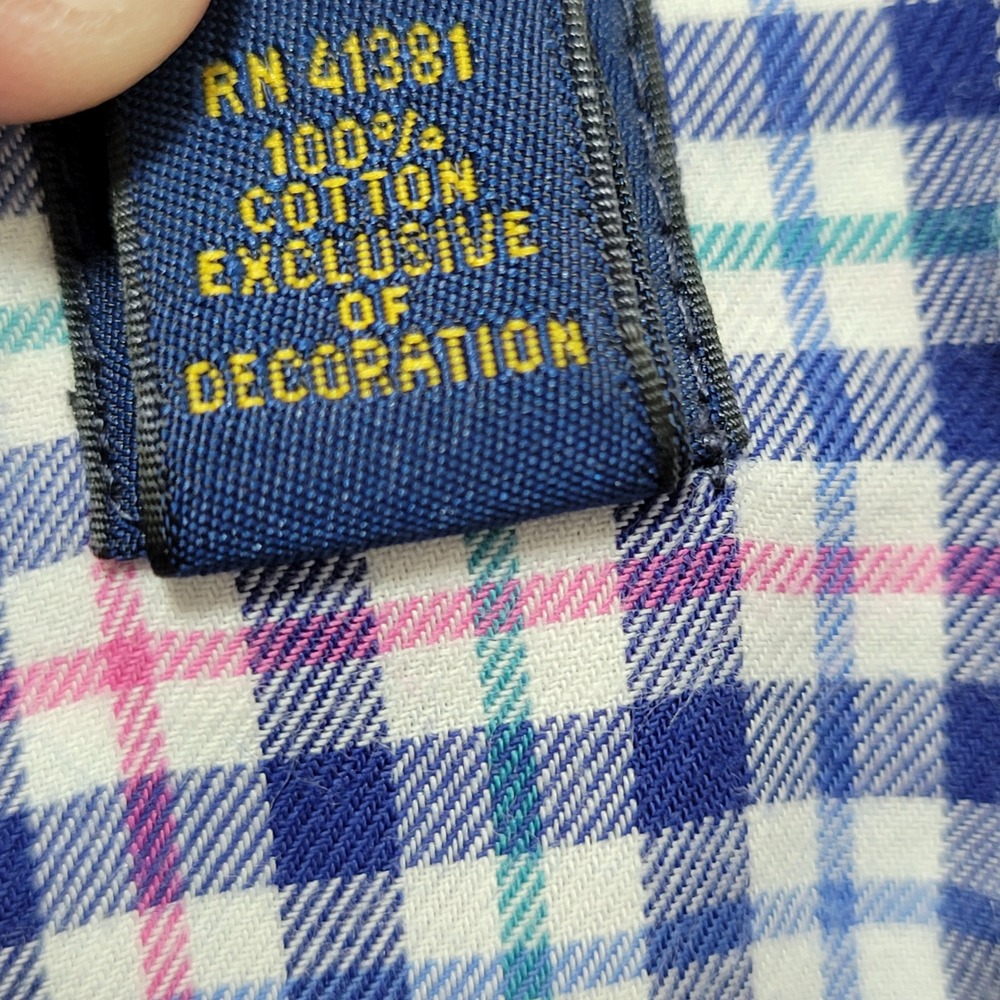 Ralph Lauren Button Down Shirt Mens XXL Blue Plaid Excellent Long Sleeve Cotton - Picture 6 of 7